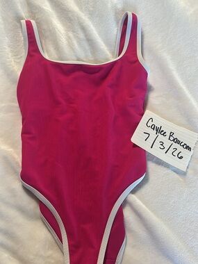 LainSnow Dragonfruit One-Piece Swimsuit with White Trim